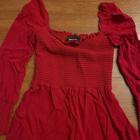 Reformation Red Long Sleeved Dress Size Small - Picture 5 of 6